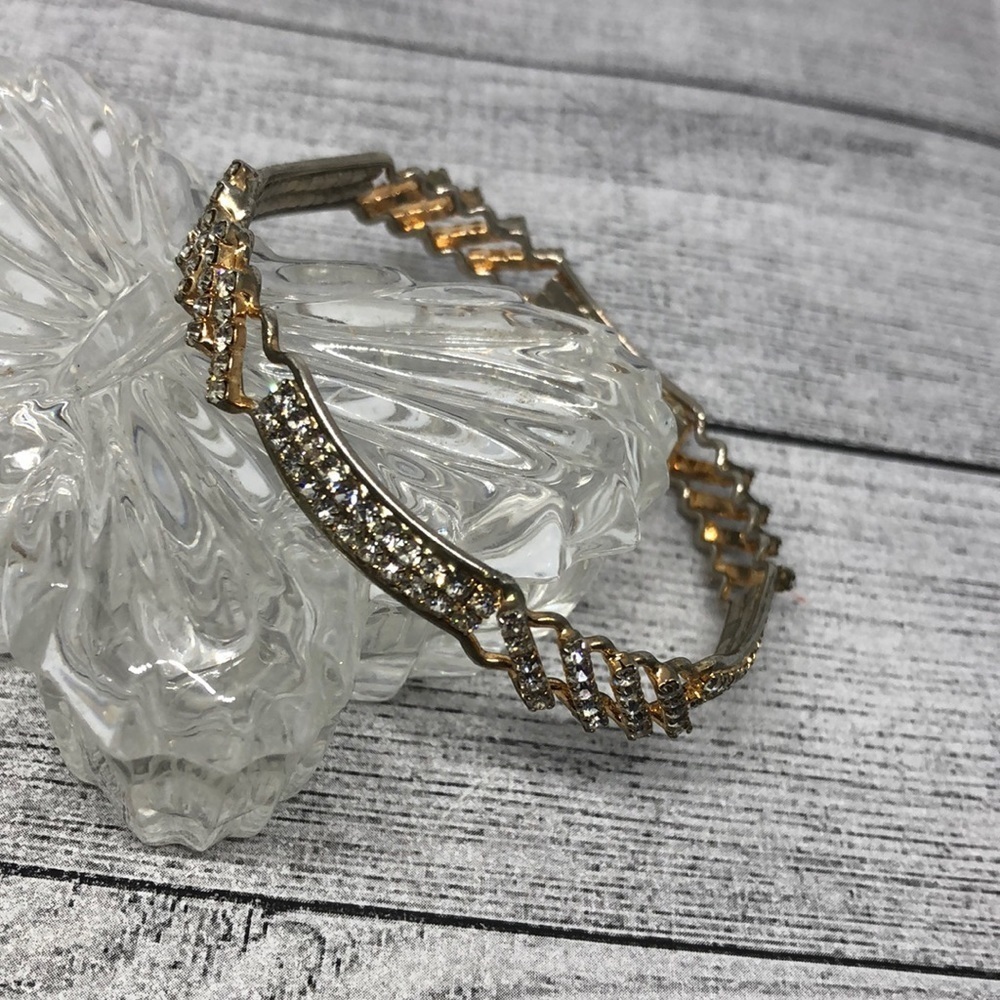 Vintage mixed metal gold/silver tone glam bangle bracelet small wrist